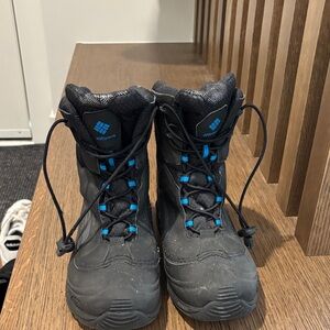 Columbia Kids' Black Boots with Blue Highlights